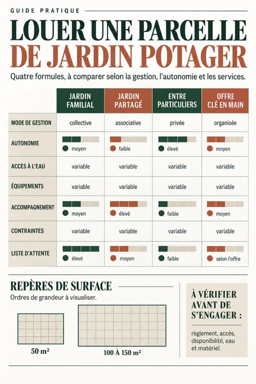 Location parcelle jardin potager : comparaison des types d’offres et des surfaces