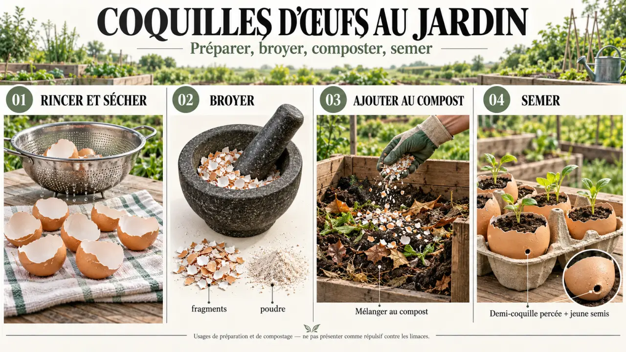 Coquilles d'oeufs jardin : préparation, compost et semis en demi-coquille