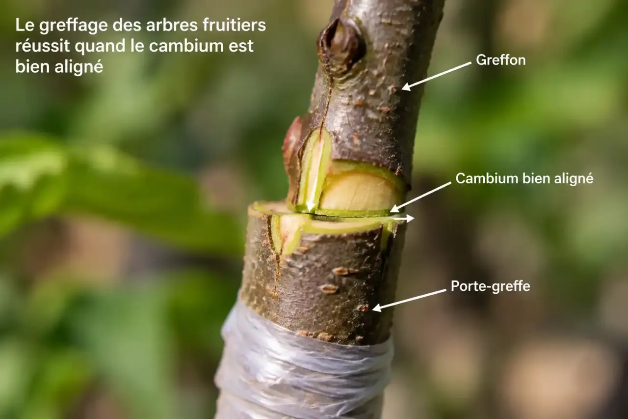 Le greffage des arbres fruitiers réussit quand le cambium est bien aligné