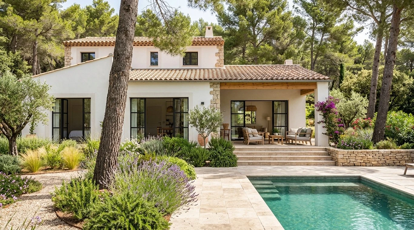 Rénovation d'un salon ouvert sur une terrasse en bois