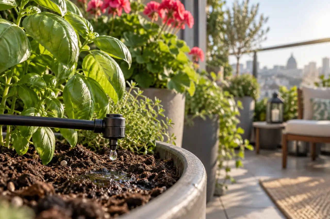 Arrosage automatique sur un balcon : partez en vacances sans plantes noyées ni desséchées