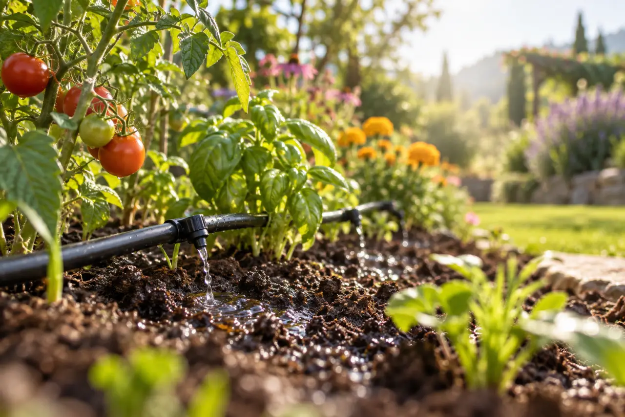 Goutte-à-goutte au jardin : arrosez au pied des plantes, même pendant vos vacances