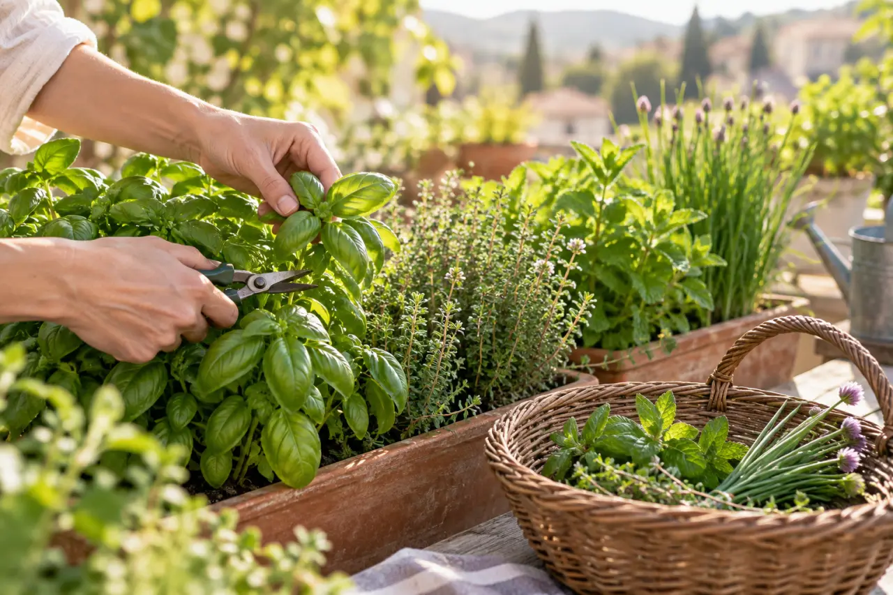 Jardinières de plantes aromatiques : 5 gestes pour récolter sans épuiser vos plants